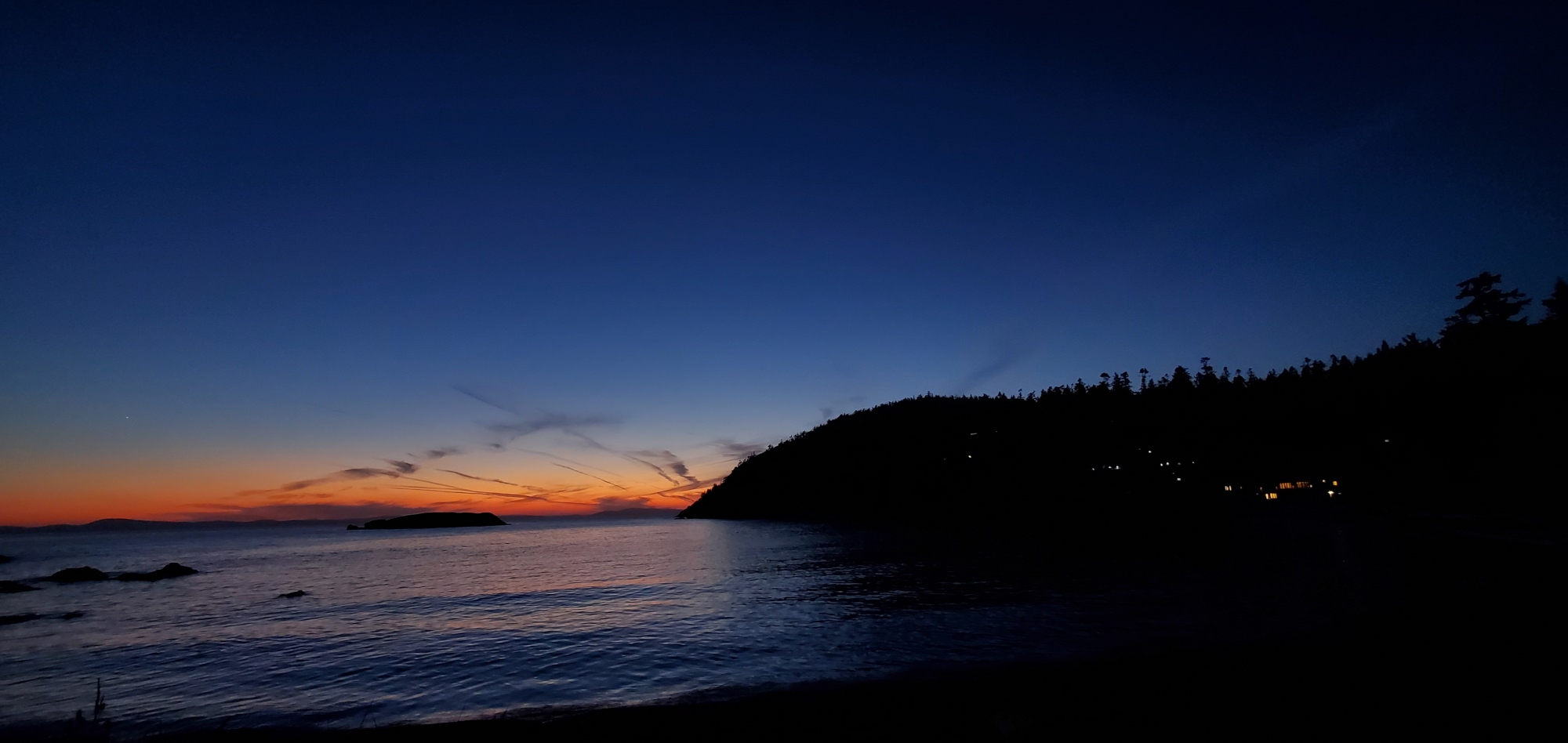 Rosario Beach Marine Laboratory shoreline at sunset