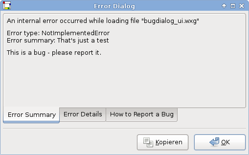 An error dialog example