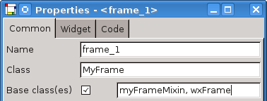 Common Properties - Base class(es) entry