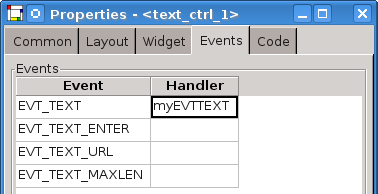 Events Properties - Event handler name added