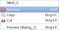 The menu for a widget