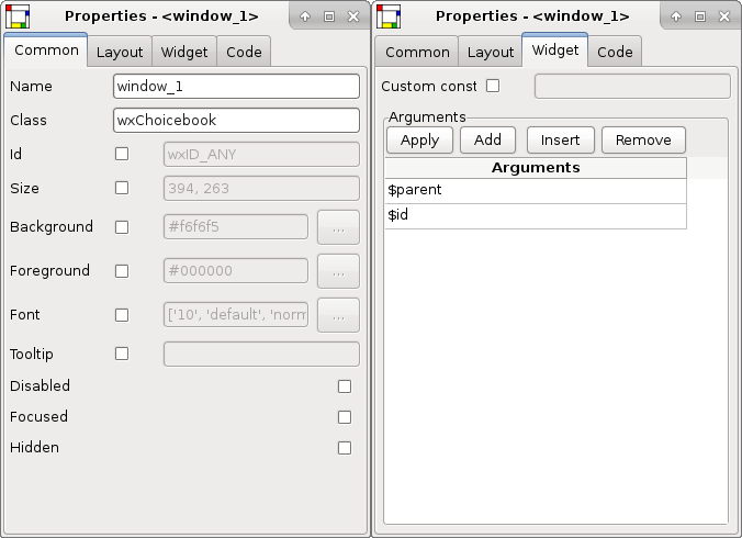 Widget Properties for a Custom Widget