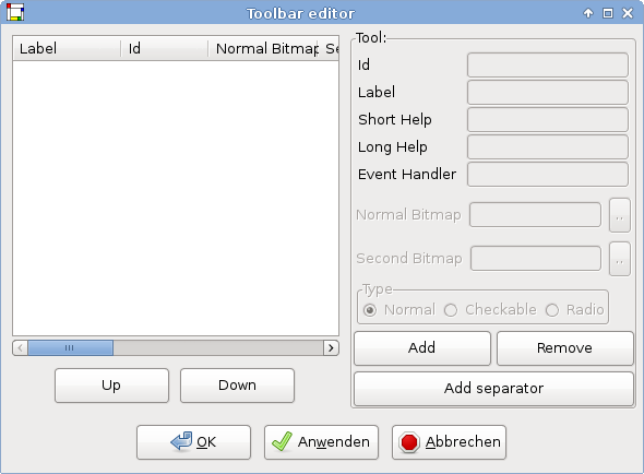 Toolbar editor
