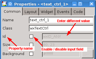 Changing Common Properties