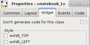 Widget Properties - Don't generate code for this class