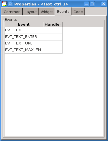Events Properties