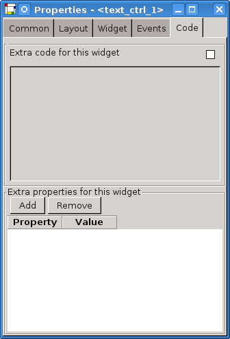 Code Properties - Extra code and extra properties
